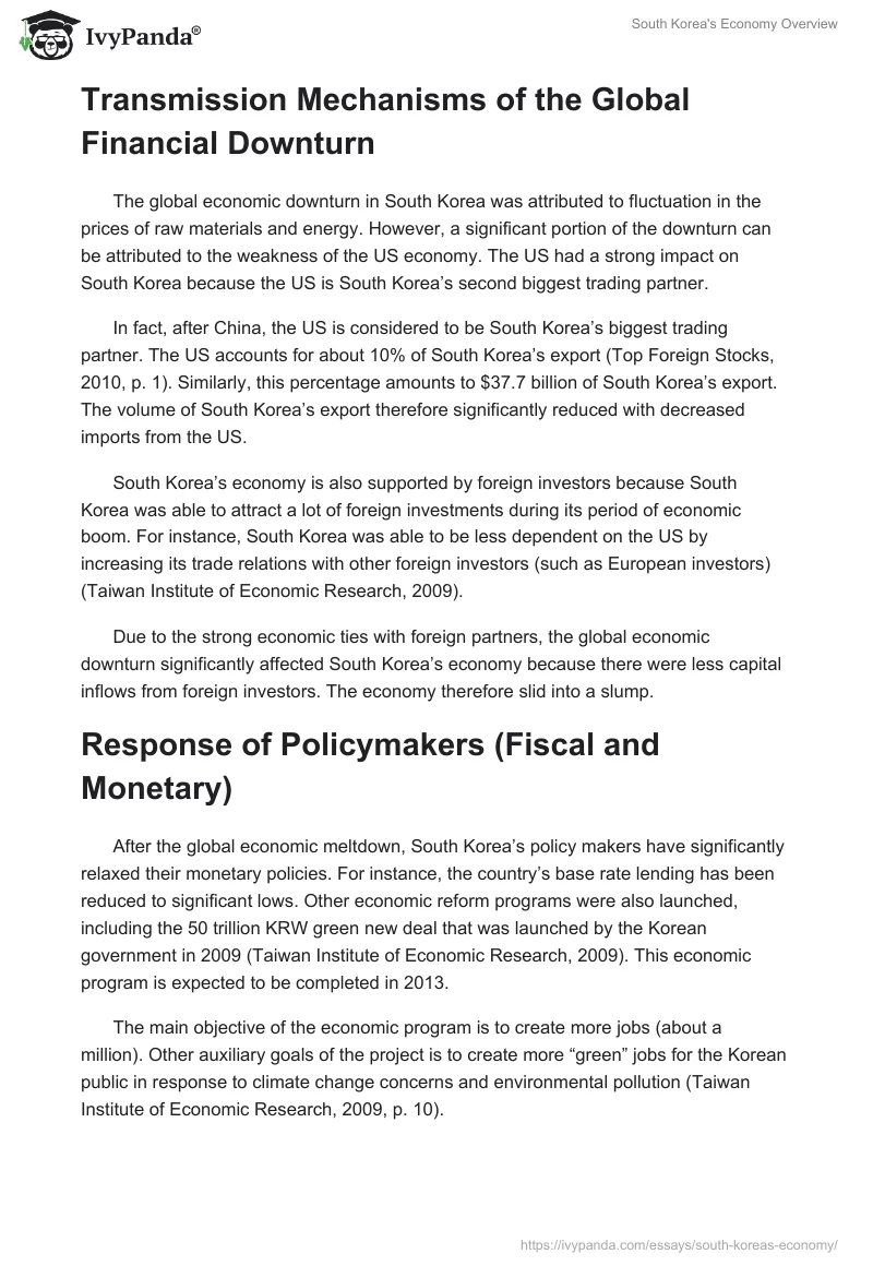 South Korea's Economy Overview. Page 2