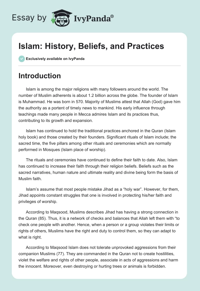 Islam: History, Beliefs, and Practices. Page 1