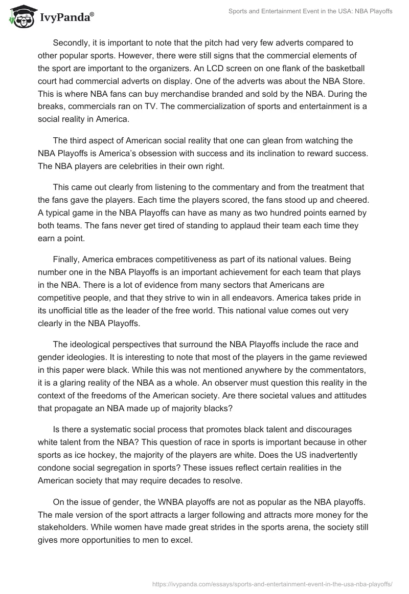 Sports and Entertainment Event in the USA: NBA Playoffs. Page 2