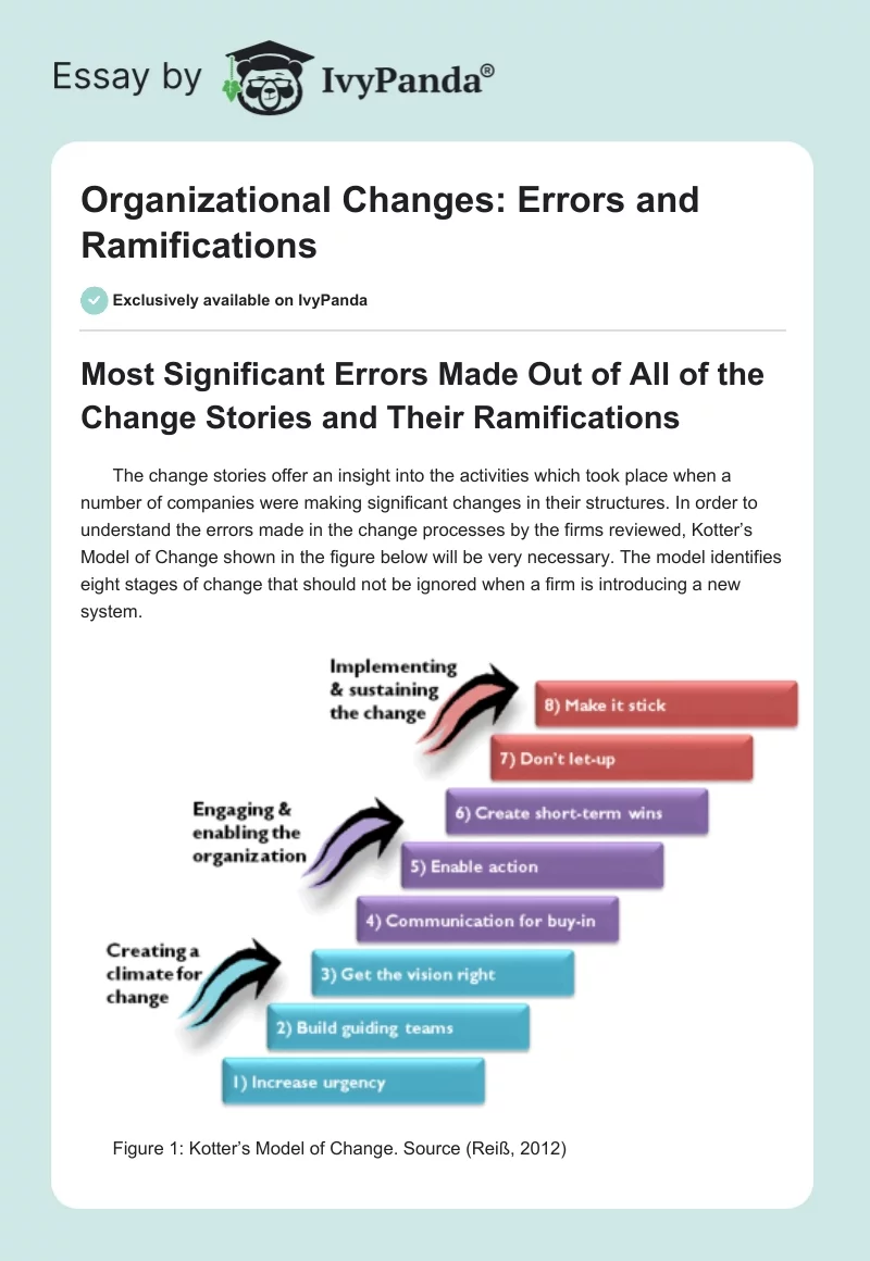 Organizational Changes: Errors and Ramifications. Page 1