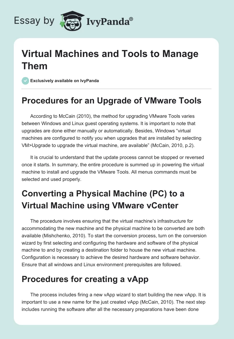 Virtual Machines and Tools to Manage Them. Page 1