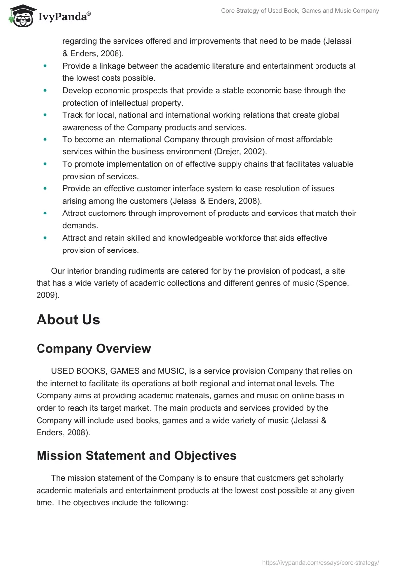 Core Strategy of Used Book, Games and Music Company. Page 2