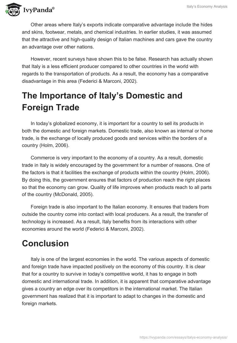 Italy’s Economy Analysis. Page 4