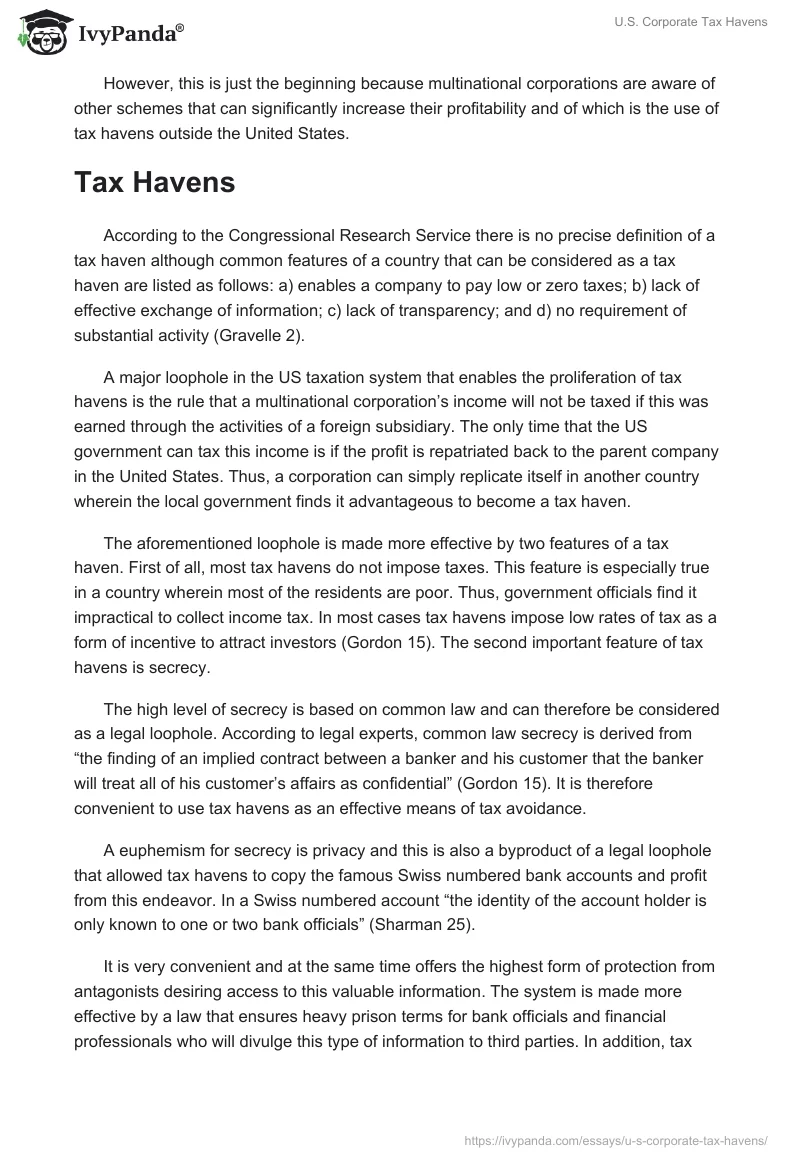 U.S. Corporate Tax Havens. Page 3