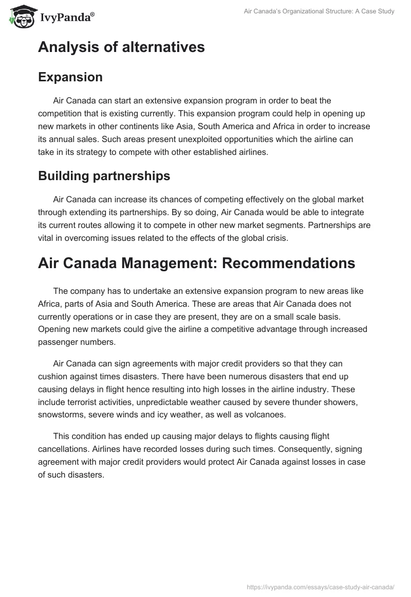 Air Canada’s Organizational Structure: A Case Study. Page 4