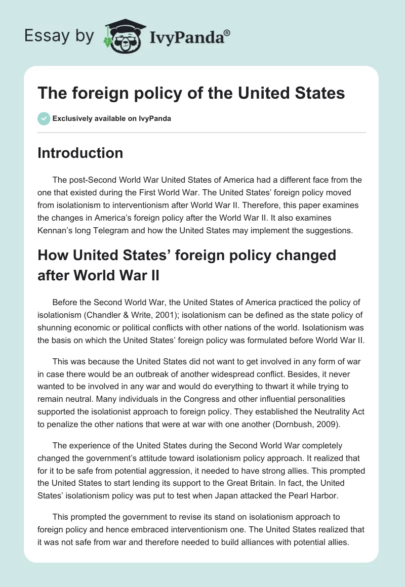 The foreign policy of the United States. Page 1