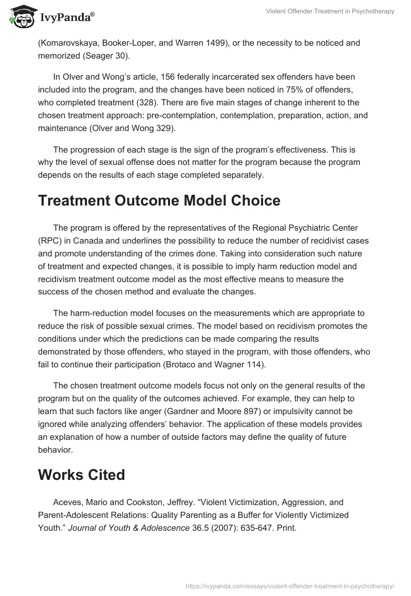 Violent Offender Treatment in Psychotherapy. Page 2