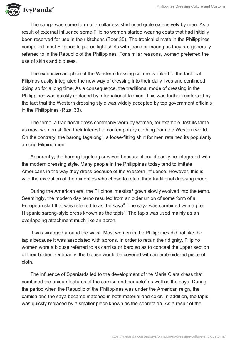 Philippines Dressing Culture and Customs. Page 2