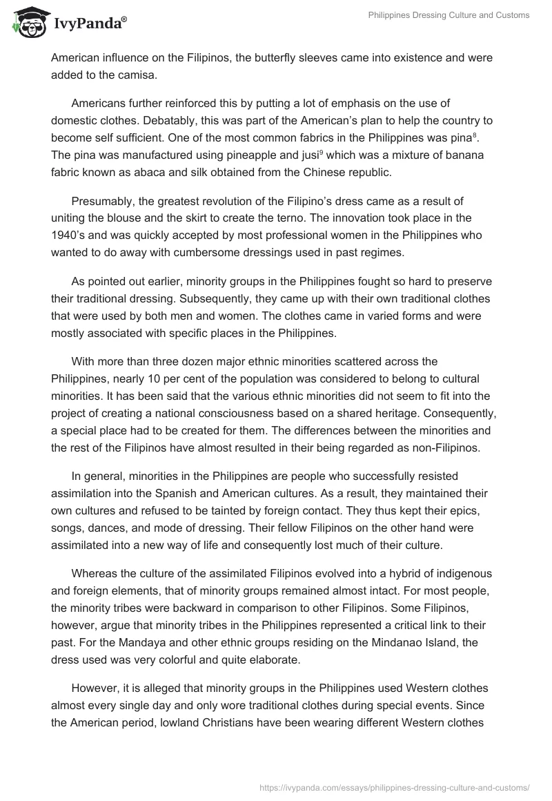 Philippines Dressing Culture and Customs. Page 3
