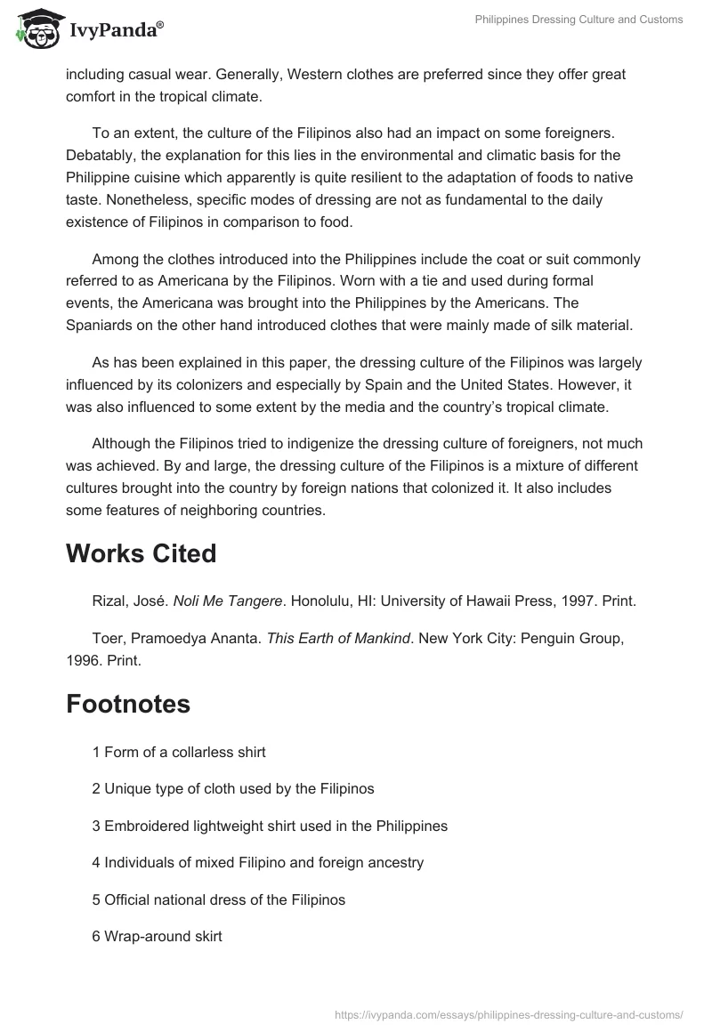 Philippines Dressing Culture and Customs. Page 4