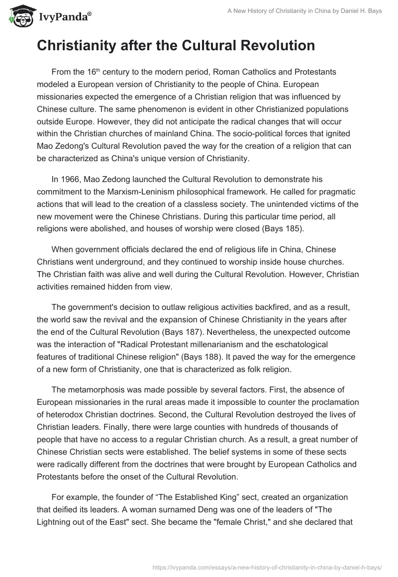 "A New History of Christianity in China" by Daniel H. Bays. Page 2