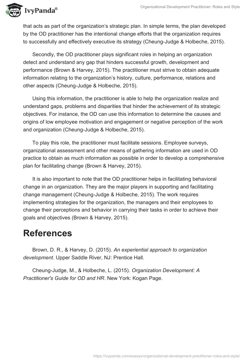 Organizational Development Practitioner: Roles and Style. Page 2
