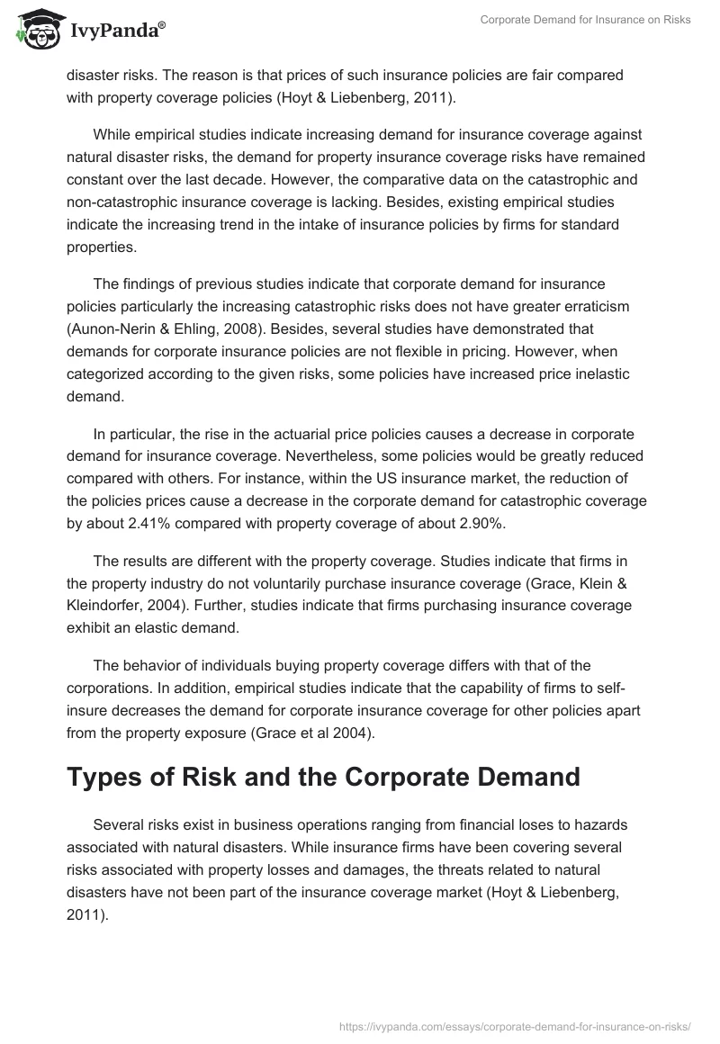 Corporate Demand for Insurance on Risks. Page 2