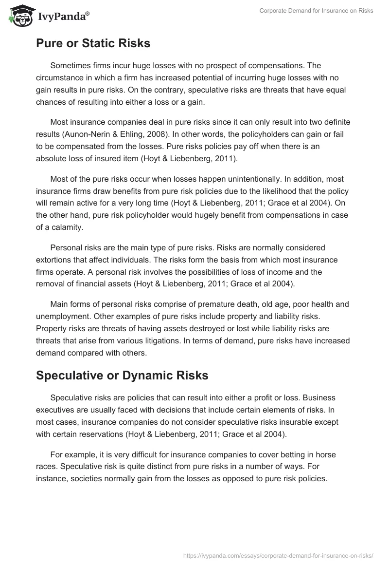Corporate Demand for Insurance on Risks. Page 4