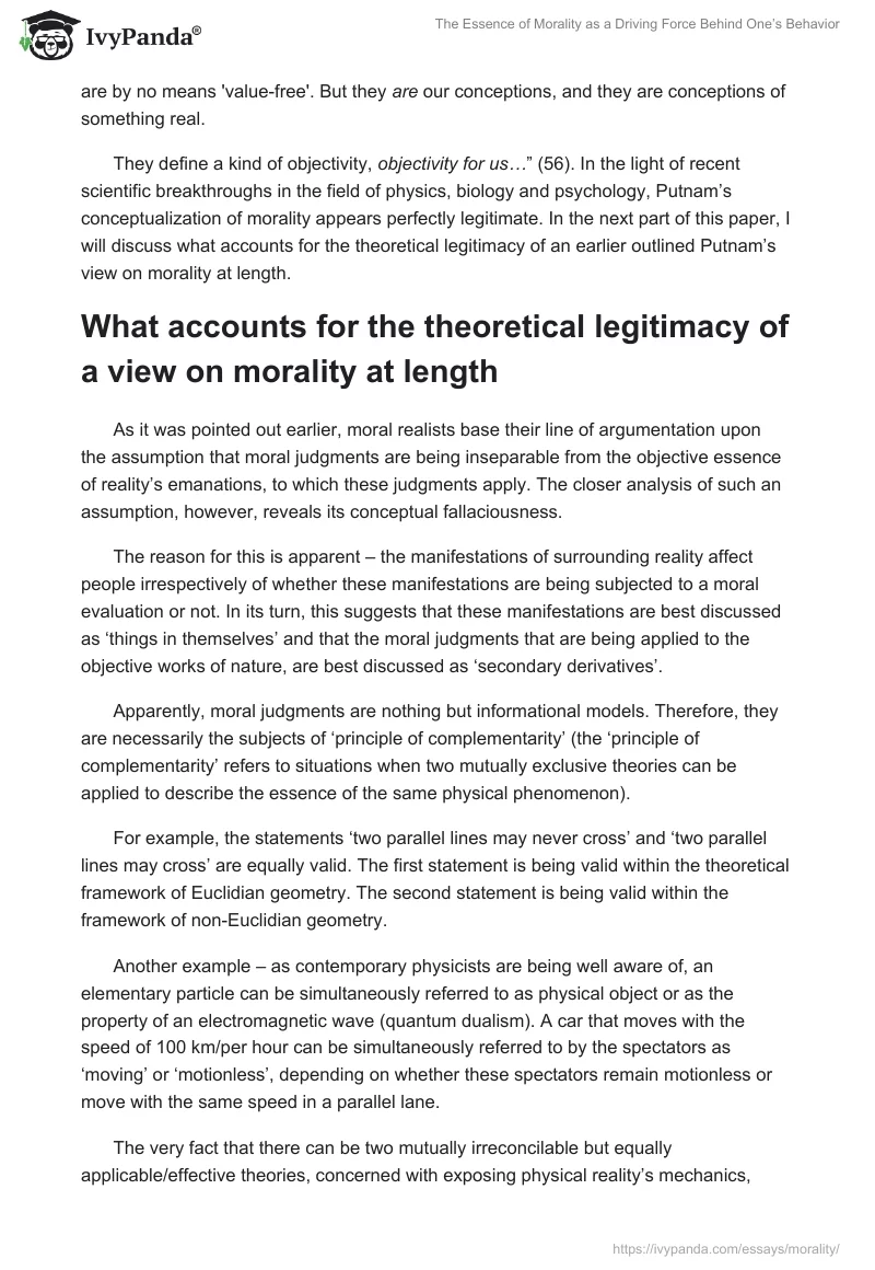 The Essence of Morality as a Driving Force Behind One’s Behavior. Page 4