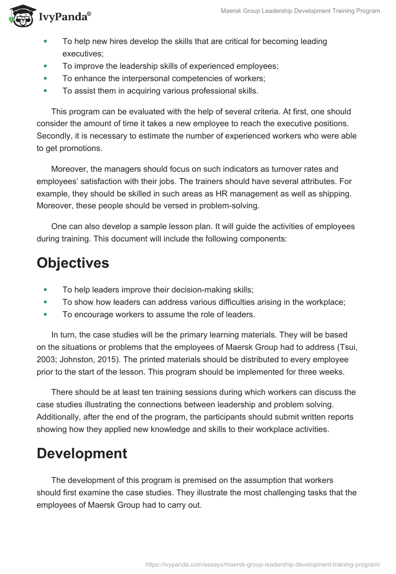 Maersk Group Leadership Development Training Program. Page 3