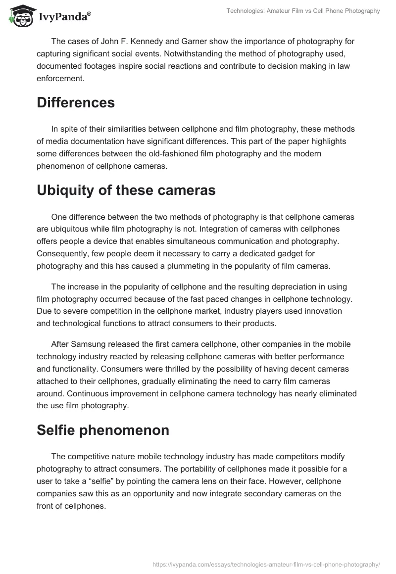 Technologies: Amateur Film vs. Cell Phone Photography. Page 4