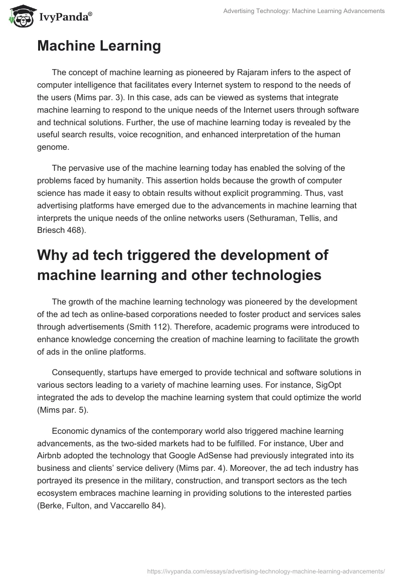 Advertising Technology: Machine Learning Advancements. Page 2