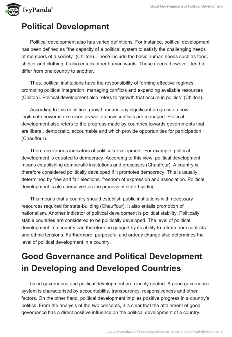 Good Governance and Political Development. Page 5
