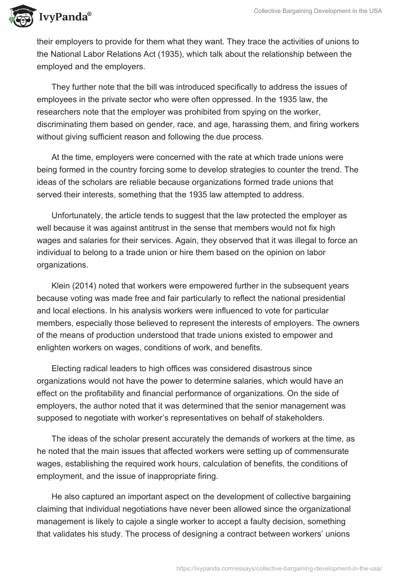 Collective Bargaining Development in the USA. Page 2
