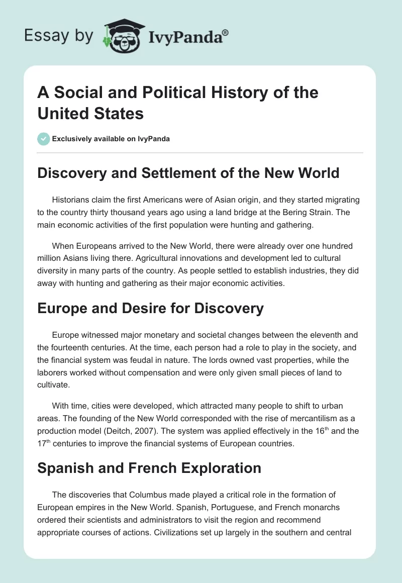 A Social and Political History of the United States. Page 1