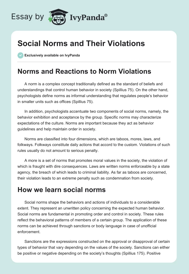 Social Norms and Their Violations. Page 1