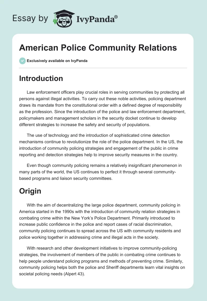 American Police Community Relations. Page 1