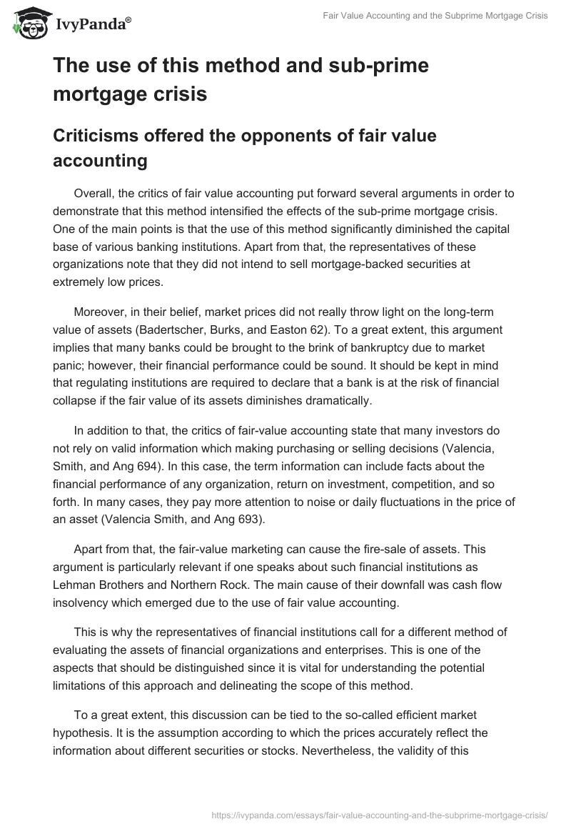 Fair Value Accounting and the Subprime Mortgage Crisis. Page 3