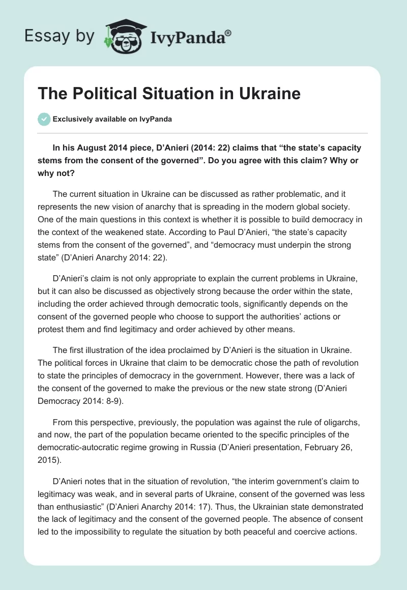 The Political Situation in Ukraine. Page 1