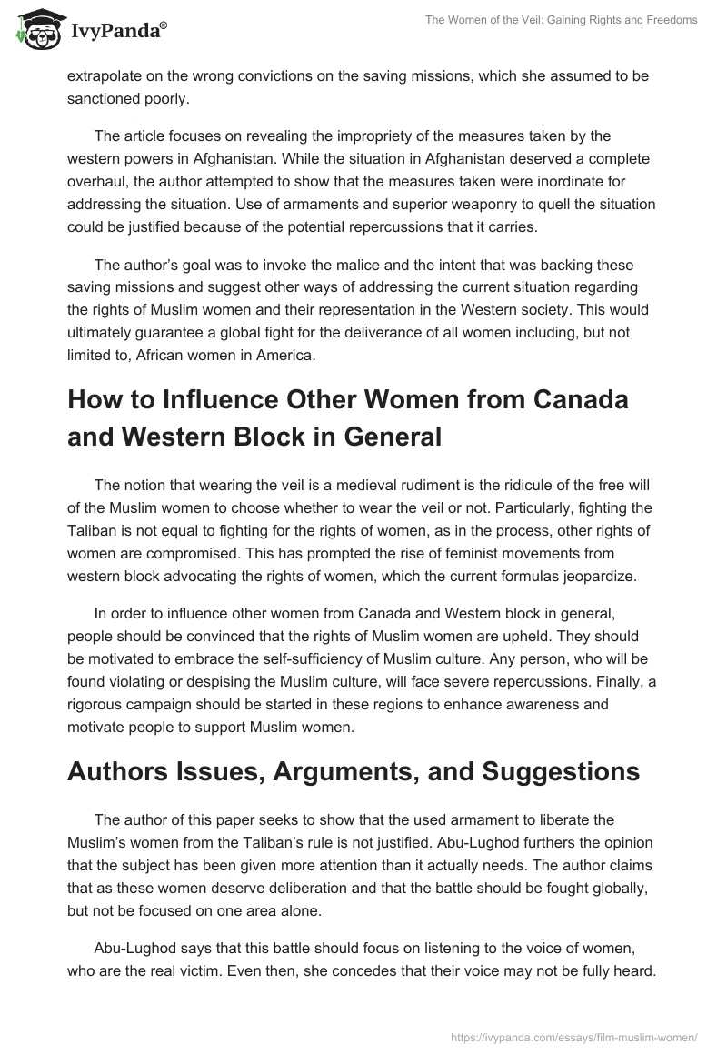 The Women of the Veil: Gaining Rights and Freedoms. Page 3