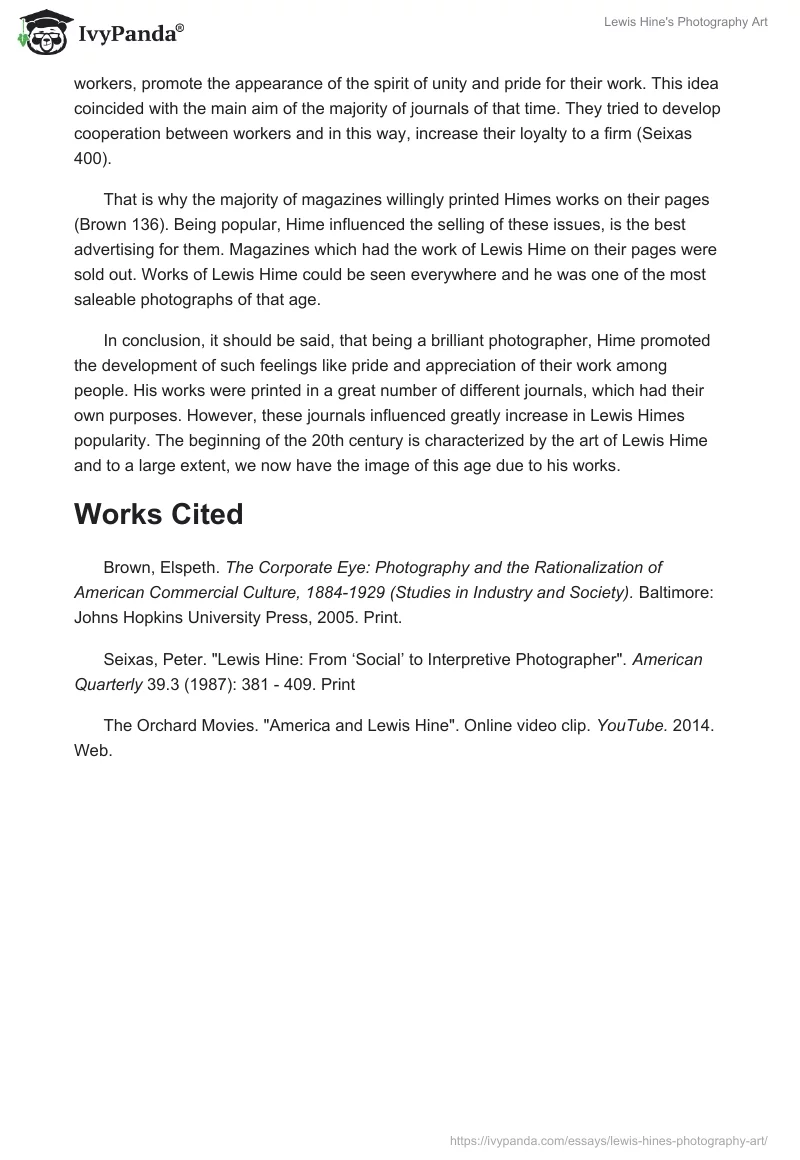 Lewis Hine's Photography Art. Page 2