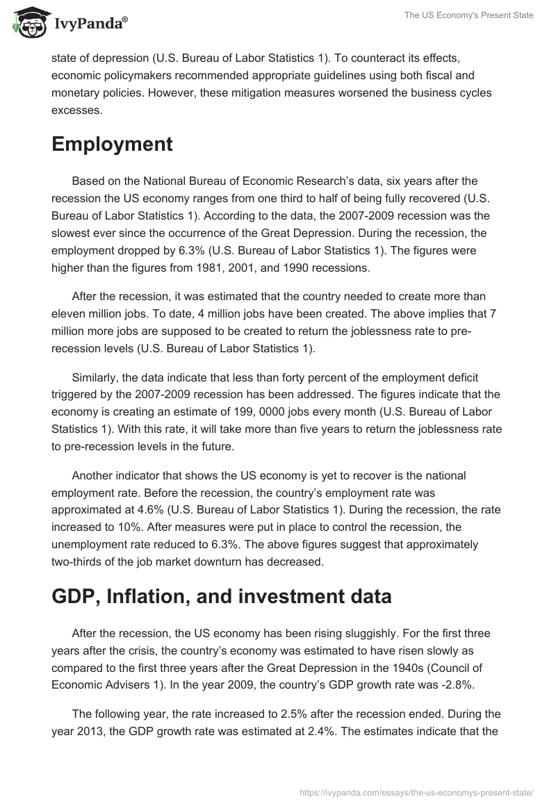 The US Economy's Present State. Page 2