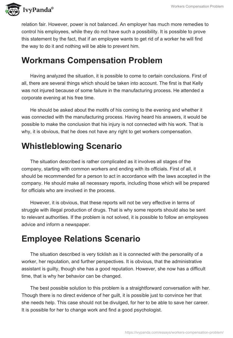 Workers Compensation Problem. Page 2