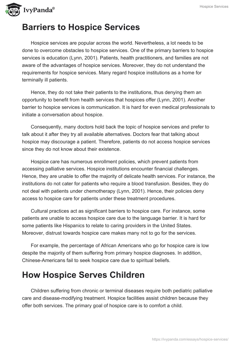 Hospice Services. Page 2