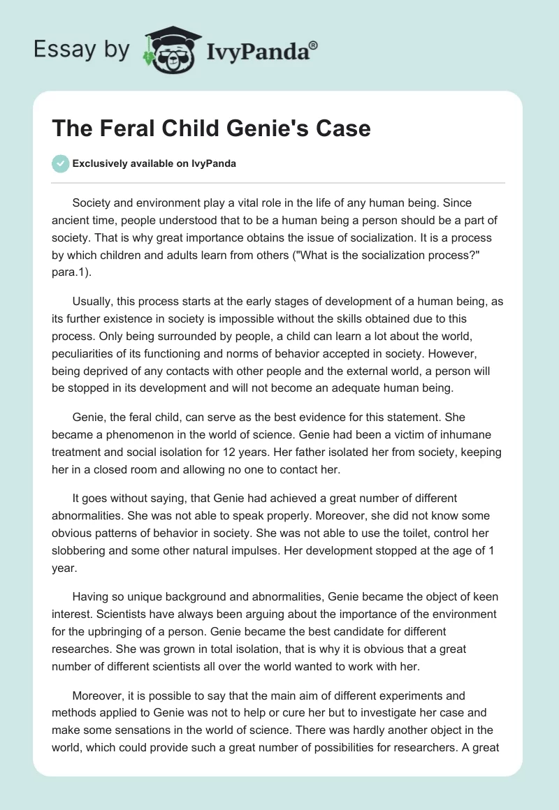 The Feral Child Genie's Case. Page 1