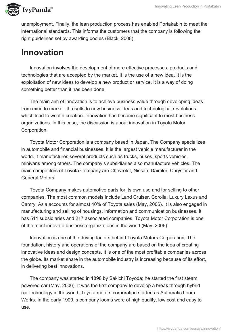 Innovating Lean Production in Portakabin. Page 4