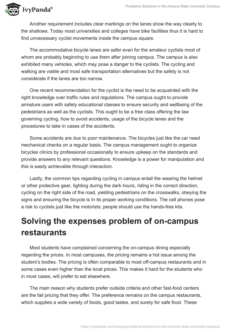 Problems Solutions in the Arizona State University Campus. Page 2