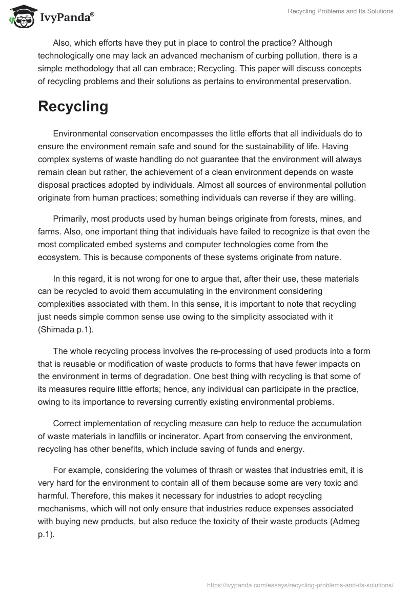 Recycling Problems and Its Solutions. Page 2