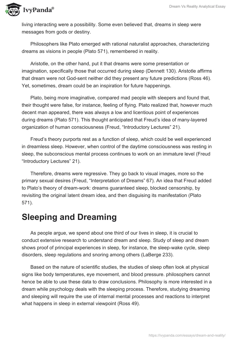 Dream Vs Reality Analytical Essay. Page 3