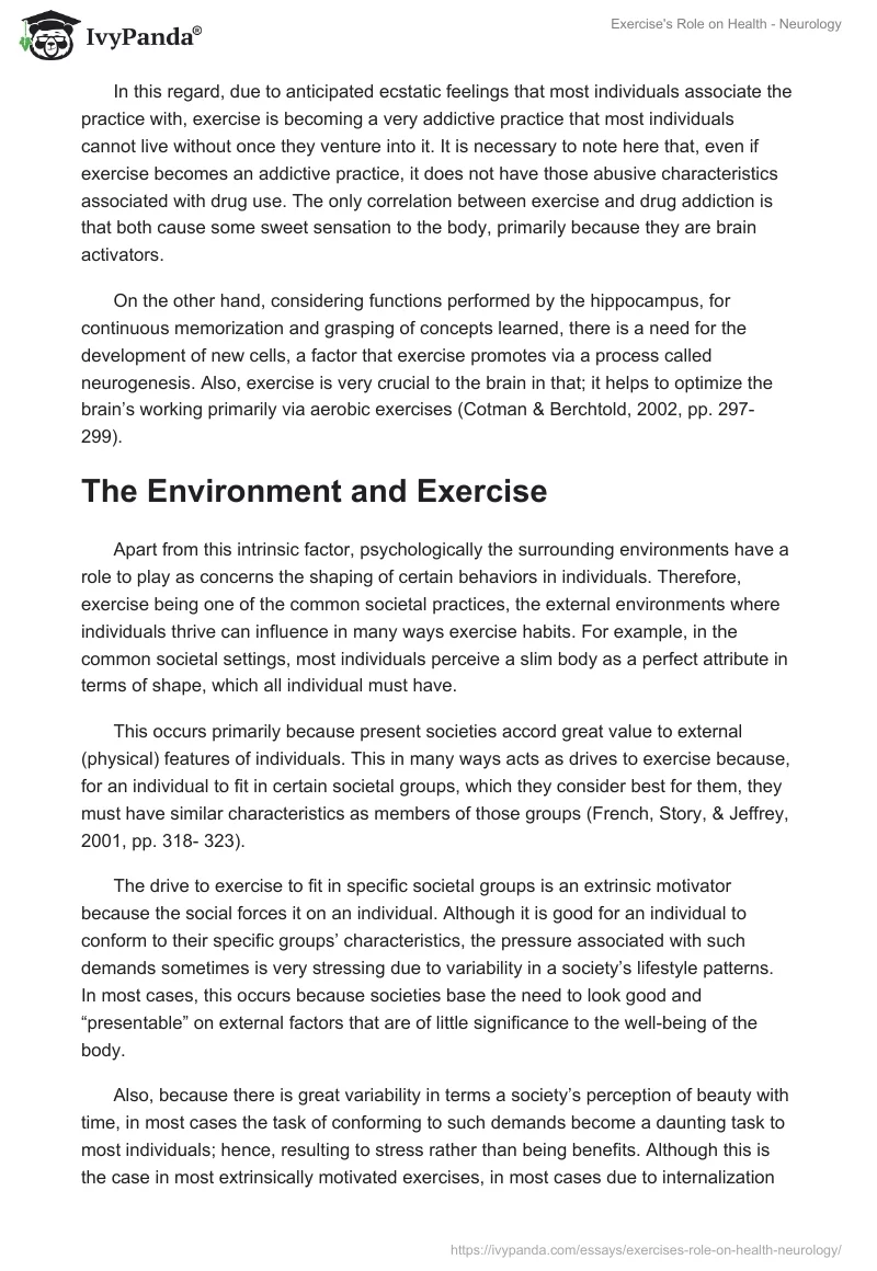 Exercise's Role on Health - Neurology. Page 3
