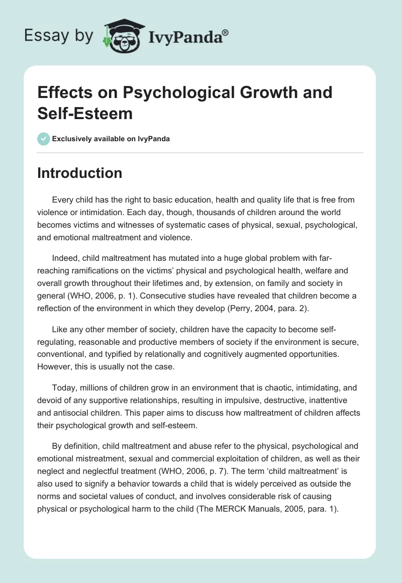 Effects on Psychological Growth and Self-Esteem. Page 1