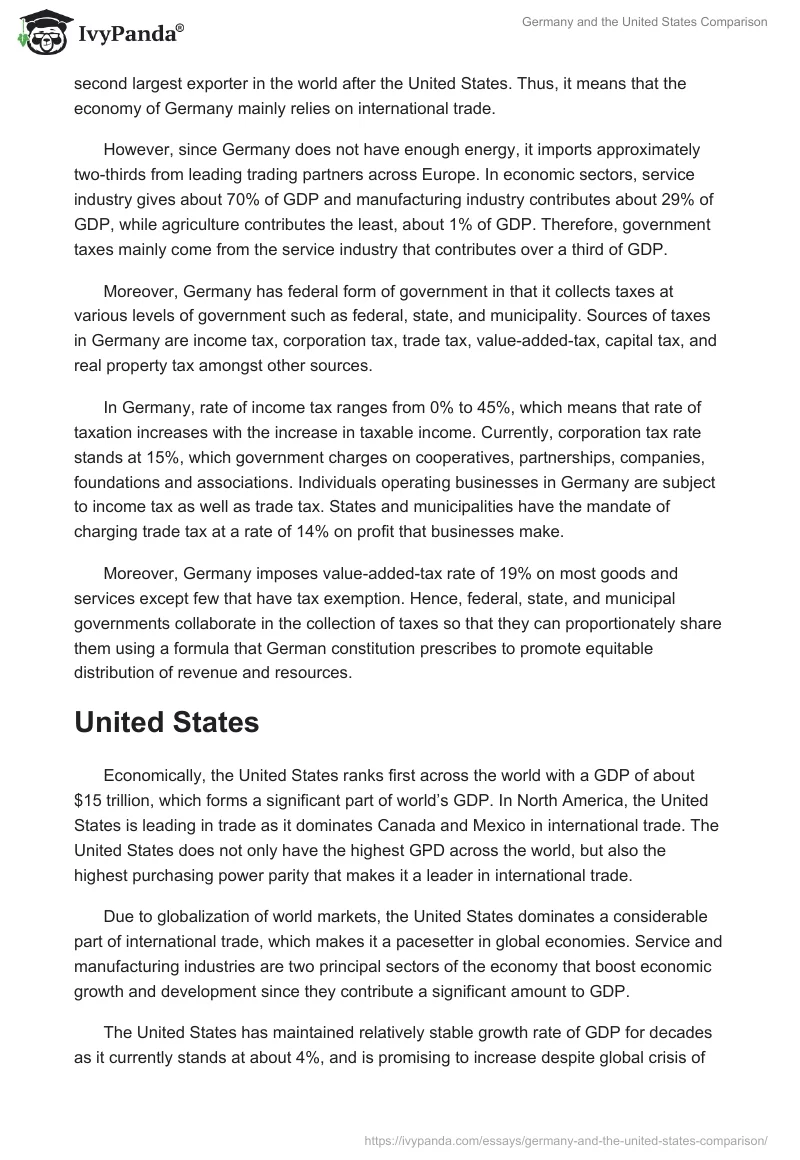 Germany and the United States Comparison. Page 2
