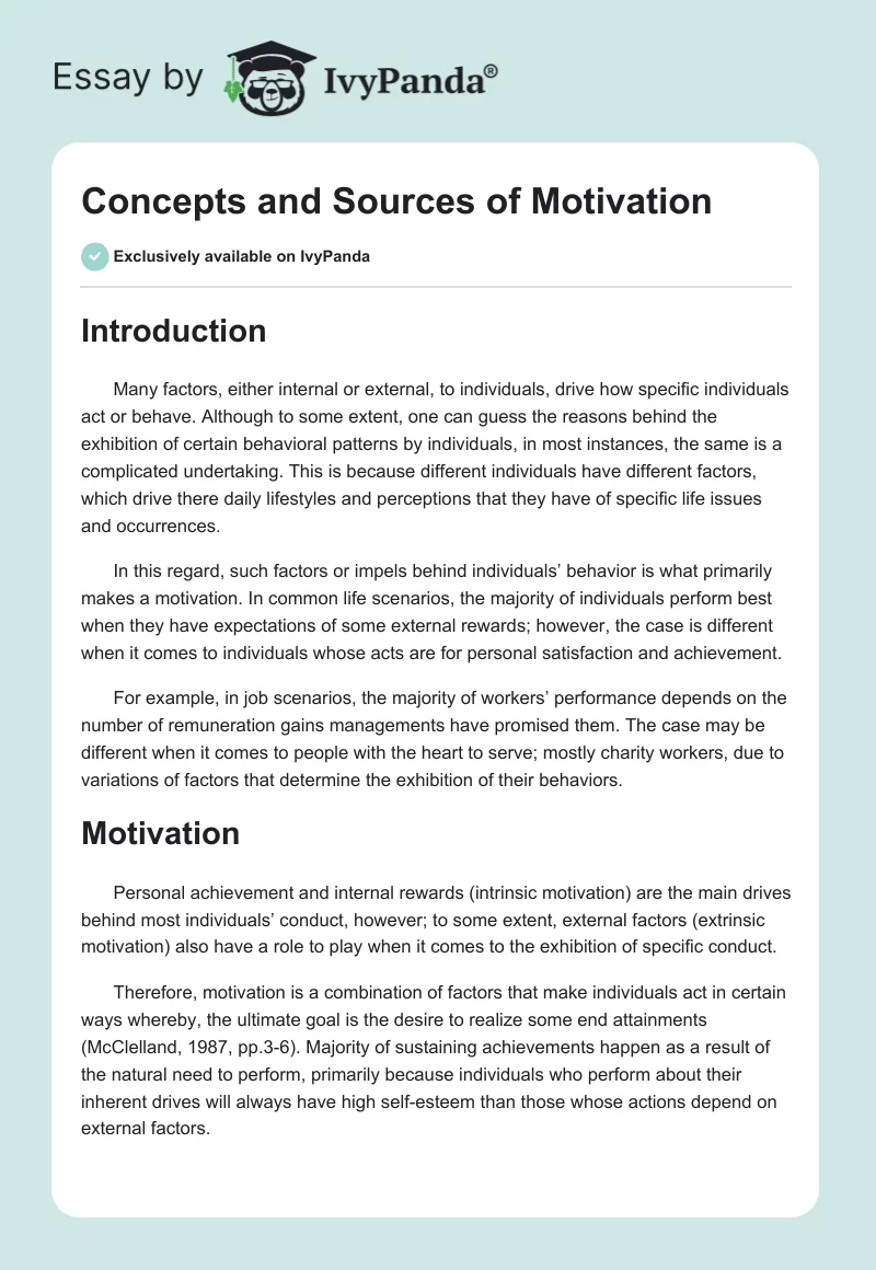 Concepts and Sources of Motivation. Page 1