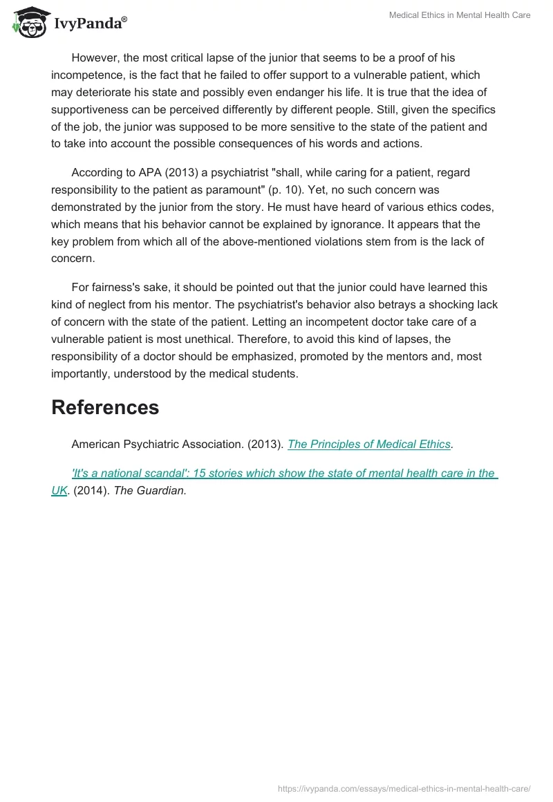 Medical Ethics in Mental Health Care. Page 2