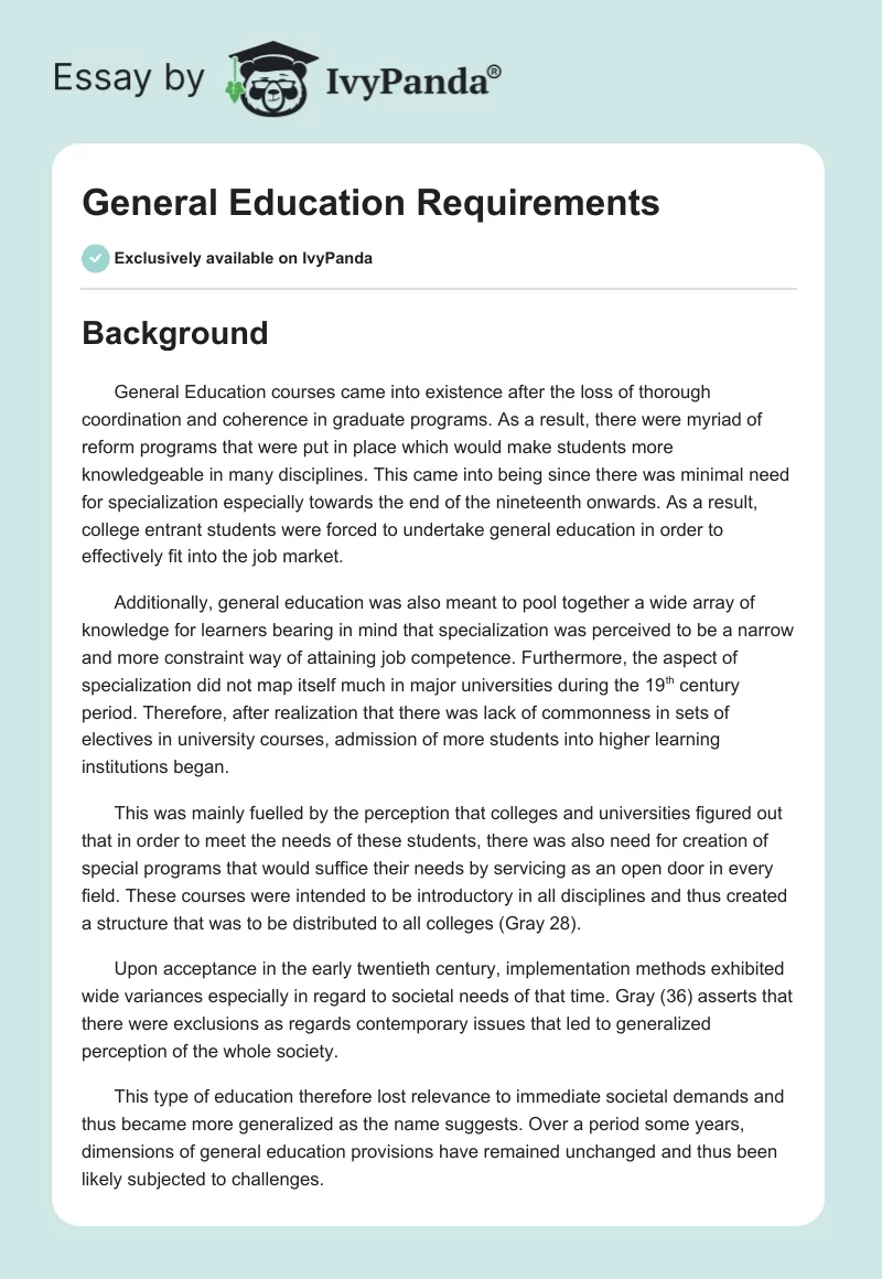 General Education Requirements. Page 1