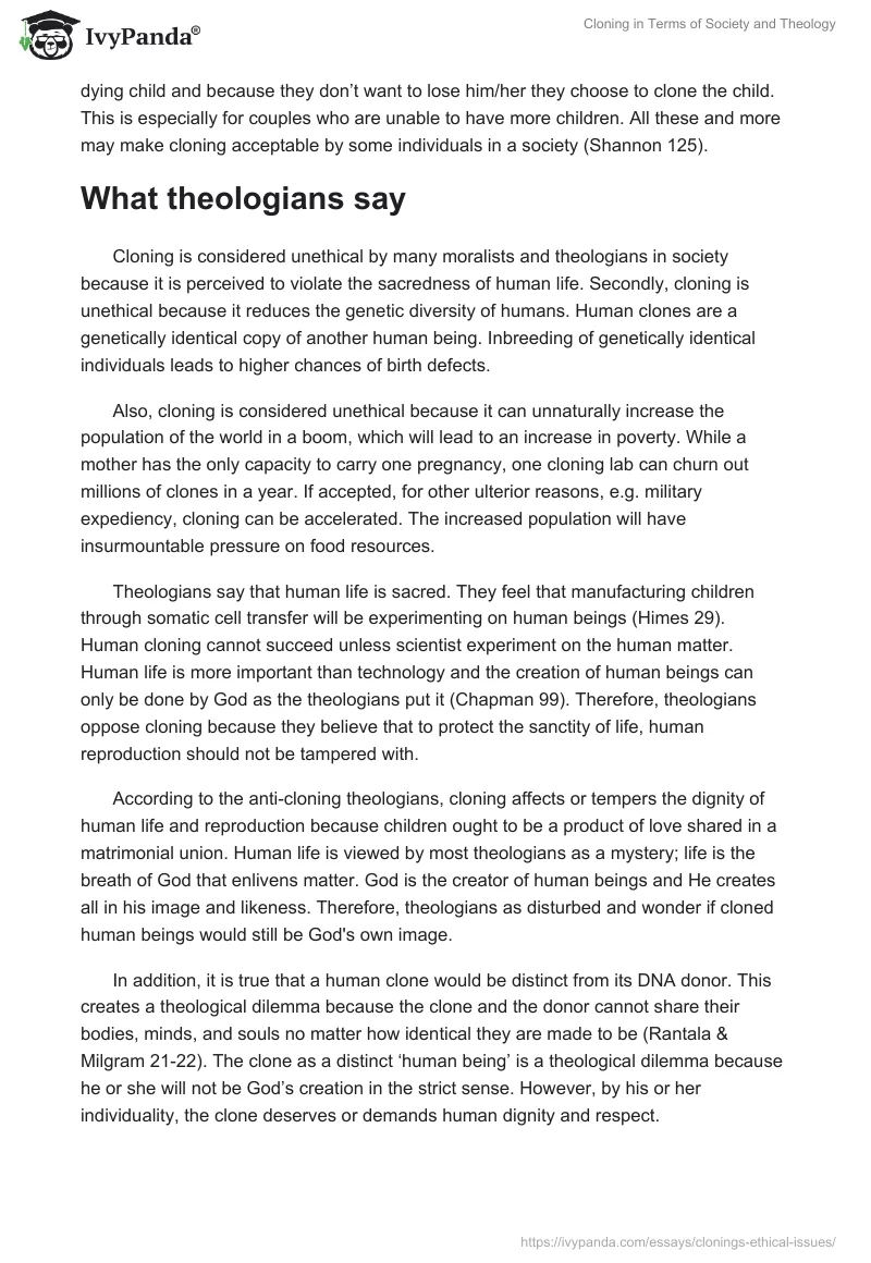 Cloning in Terms of Society and Theology. Page 3