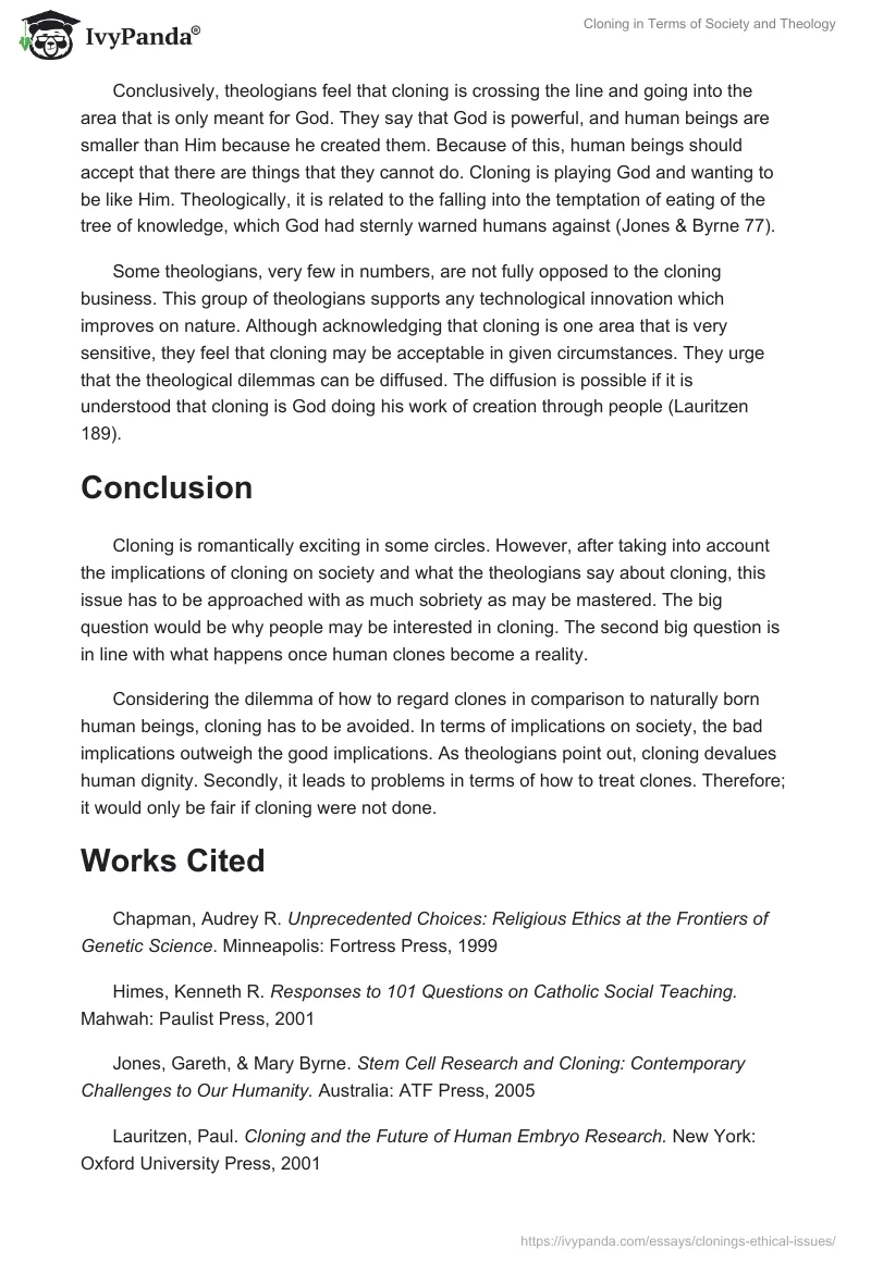 Cloning in Terms of Society and Theology. Page 4