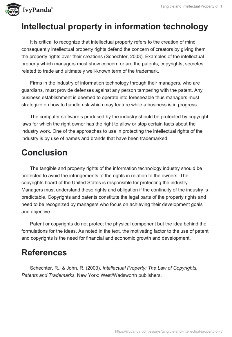 Tangible and Intellectual Property of IT. Page 2
