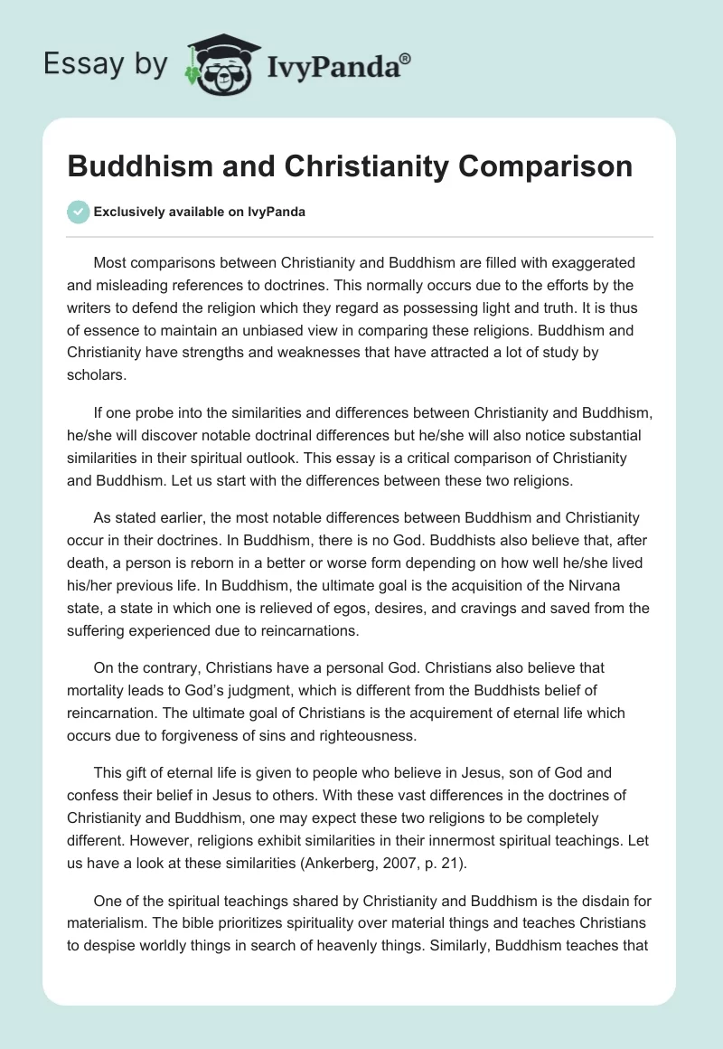 Buddhism and Christianity Comparison. Page 1