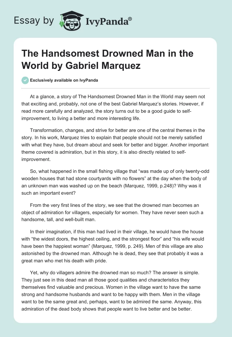 The Handsomest Drowned Man in the World by Gabriel Marquez. Page 1